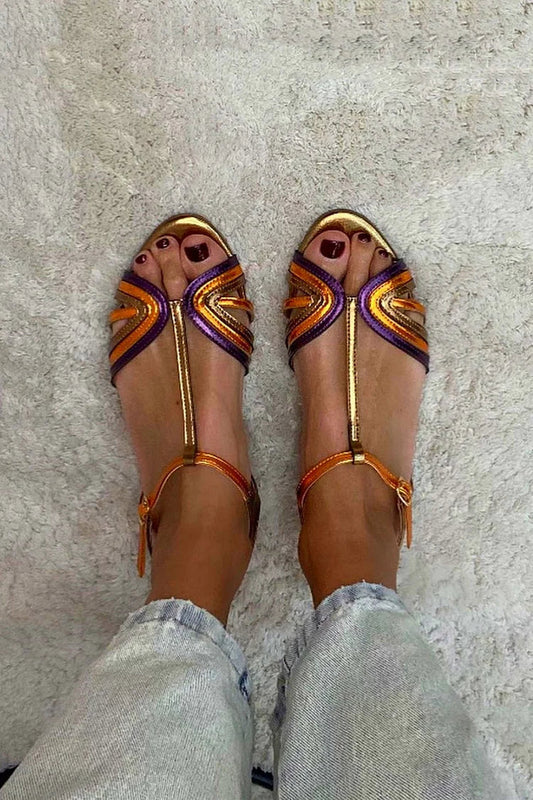 Viviana multicolour woven sandal detail
