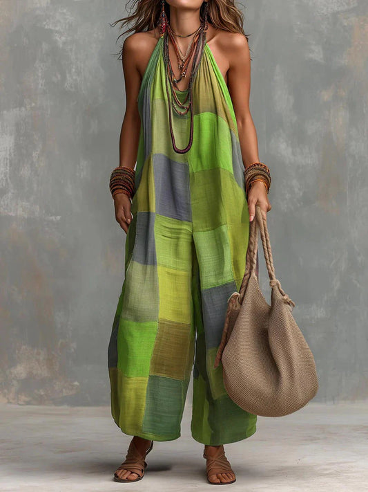 Oriana Bohemian Summer Escape Jumpsuit - Green