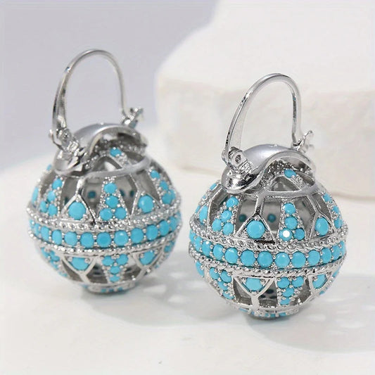 Gilded Turquoise Mandala Earrings - Silver