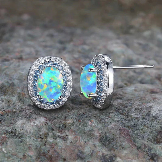 Graceful Turquoise Stud Earrings - Dark