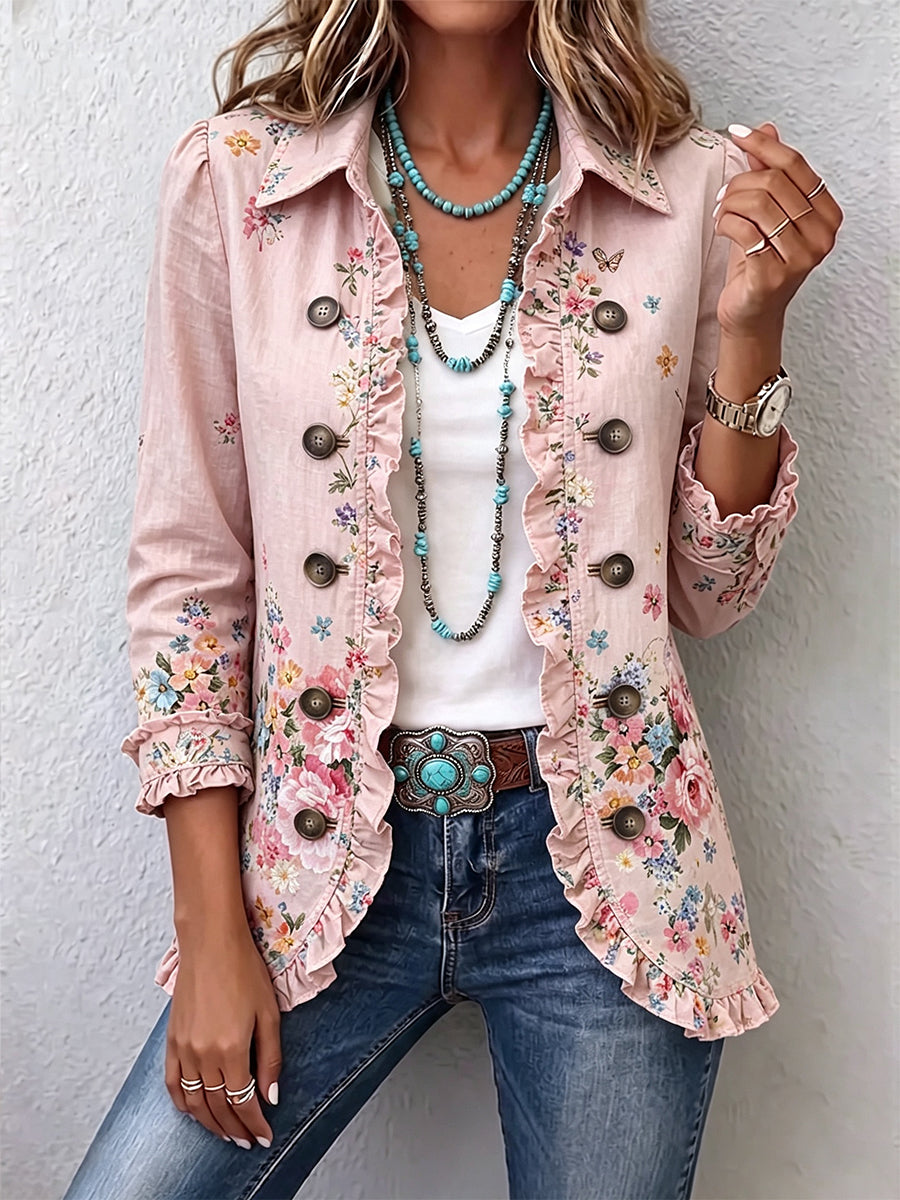 Bettany™ Floral Ruffle Button-Front Jacket