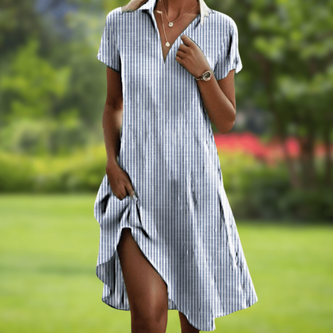 Moira Lightweight Comfort Midi Dress - Striped