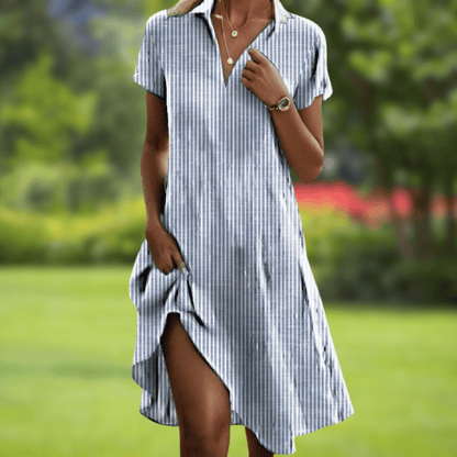 Moira Lightweight Comfort Midi Dress - Striped