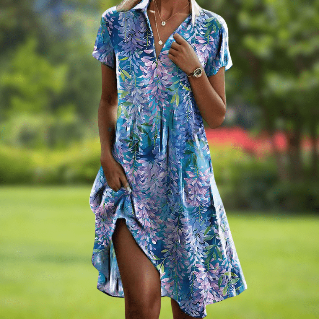 Moira Lightweight Comfort Midi Dress - Light Blue