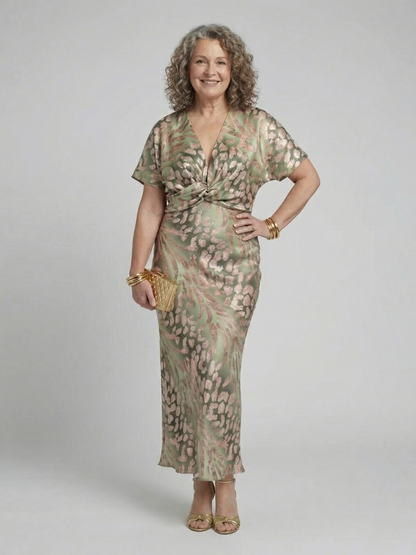 Margot™ | Abstract Print Twist Waist Midi Dress