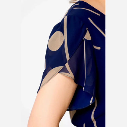 Ivy™ Navy Polkadot Print Chiffon Midi Dress