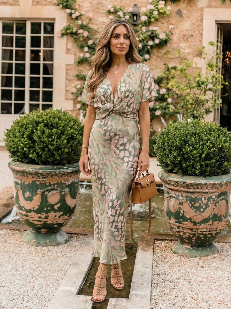 Margot™ | Abstract Print Twist Waist Midi Dress