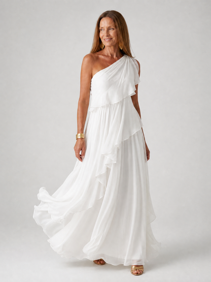 Tracey™ Cascading Ruffle Maxi Dress - White