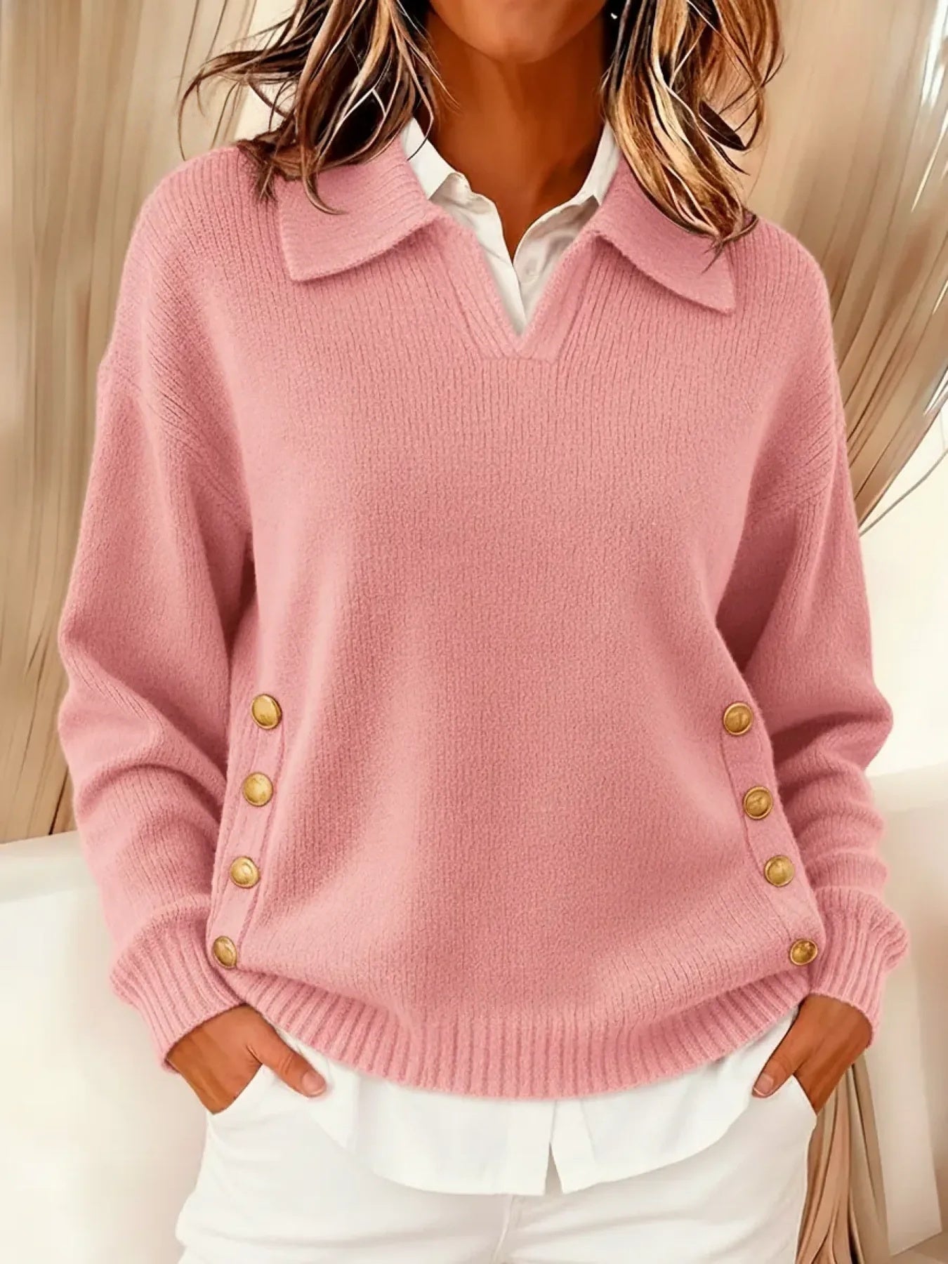 Vynette V-Neck Sweater with Collar