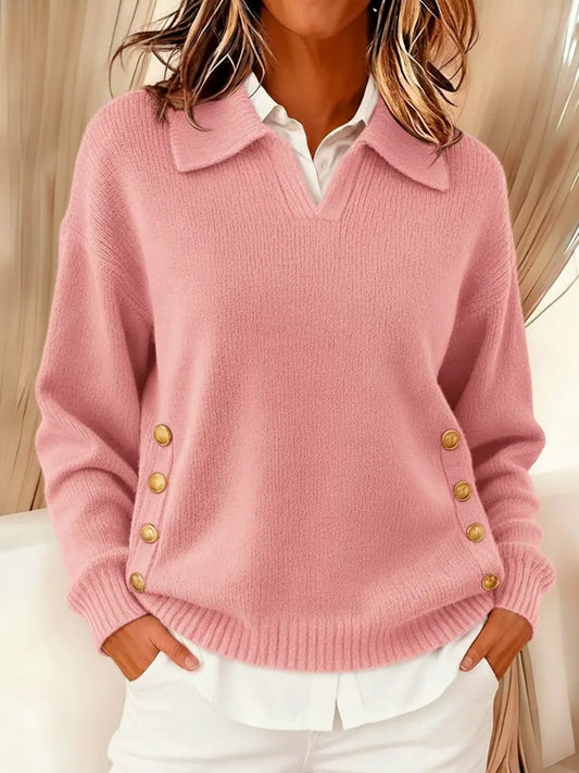 Vynette V-Neck Sweater with Collar