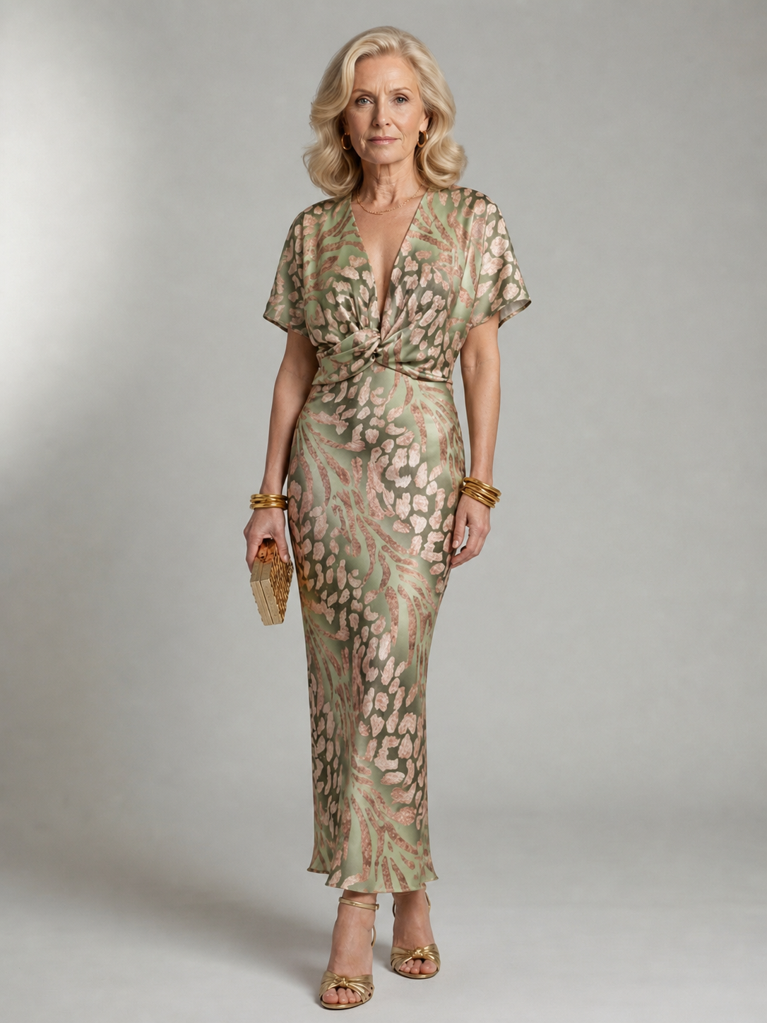 Margot™ | Abstract Print Twist Waist Midi Dress