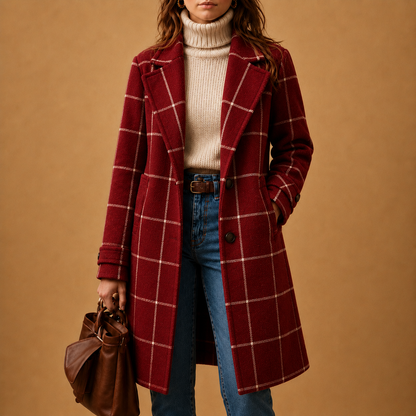 Cecily™ Classic Plaid Coat — Red