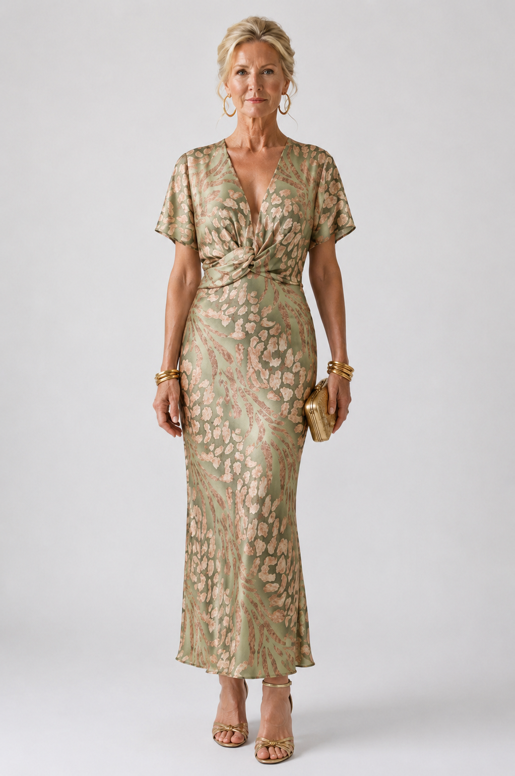 Margot™ | Abstract Print Twist Waist Midi Dress