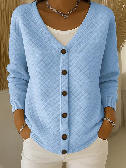 Laverne Quilted Button-Front Cardigan