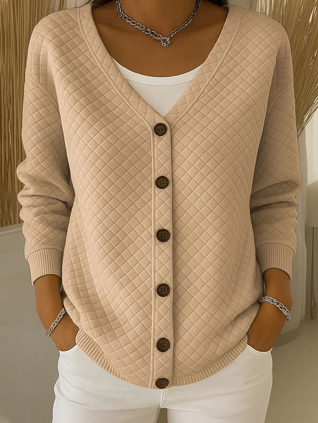 Laverne Quilted Button-Front Cardigan