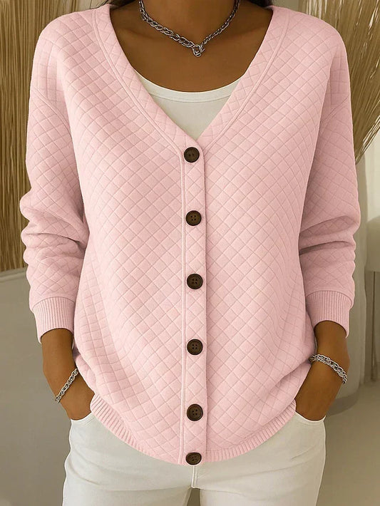 Laverne Quilted Button-Front Cardigan