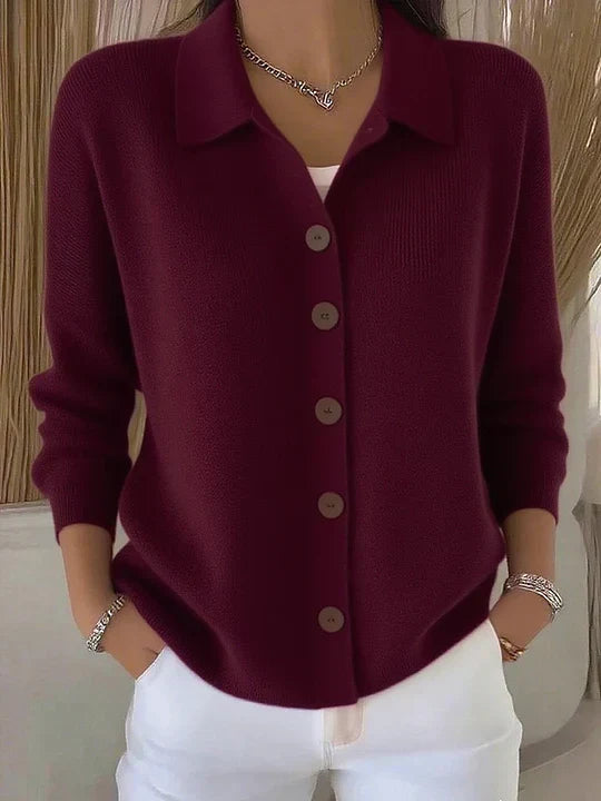 Josephine Button-Front Collared Cardigan