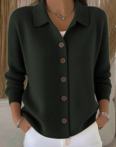 Josephine Button-Front Collared Cardigan