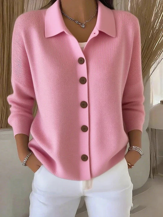 Josephine Button-Front Collared Cardigan