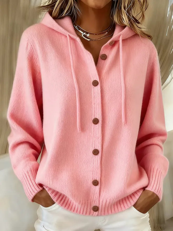 Brenda™ Cosy Button Cardigan Hoodie