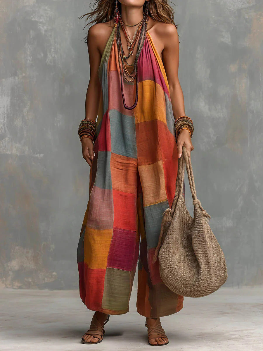 Oriana Bohemian Summer Escape Jumpsuit - Red