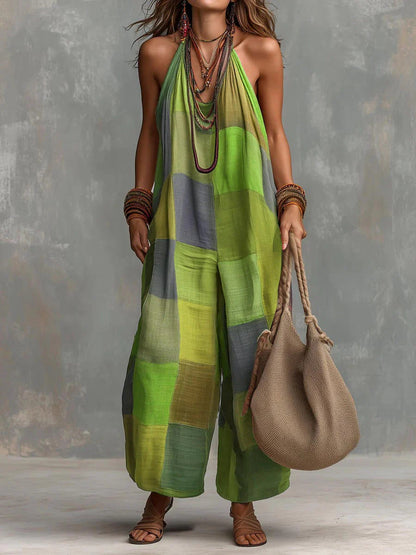 Oriana Bohemian Summer Escape Jumpsuit - Green