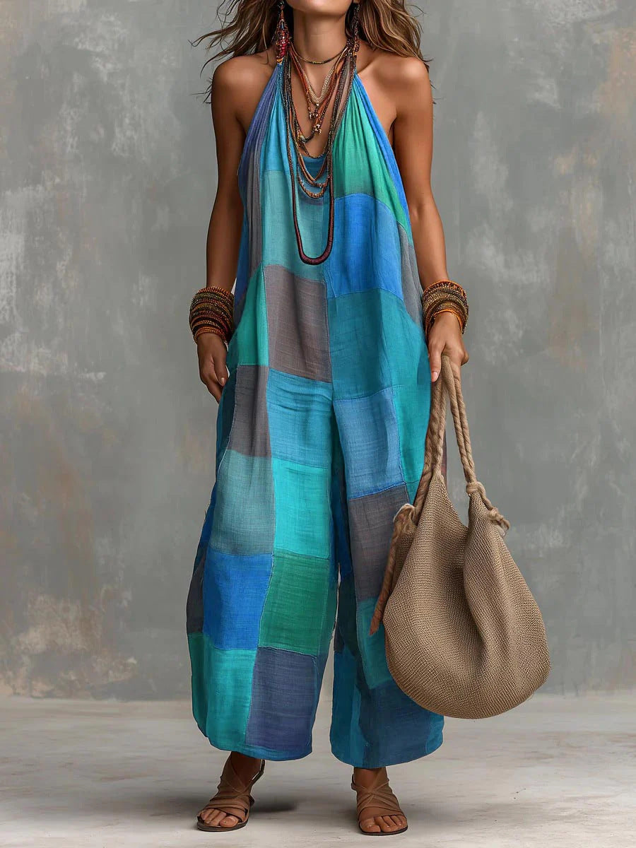 Oriana Bohemian Summer Escape Jumpsuit - Blue