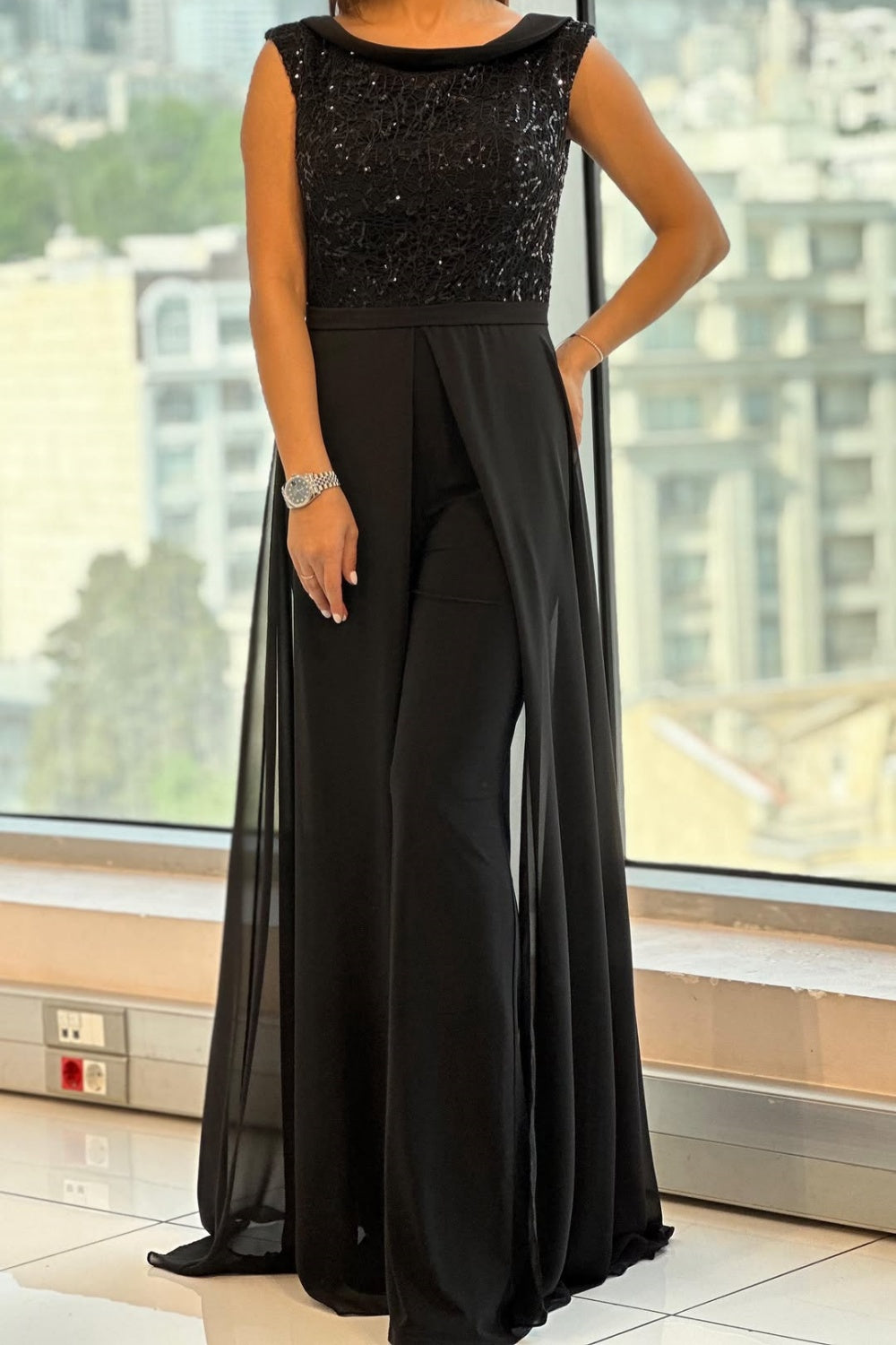 Fontella™ Textured Tulle Jumpsuit | Elegant Evening Jumpsuit