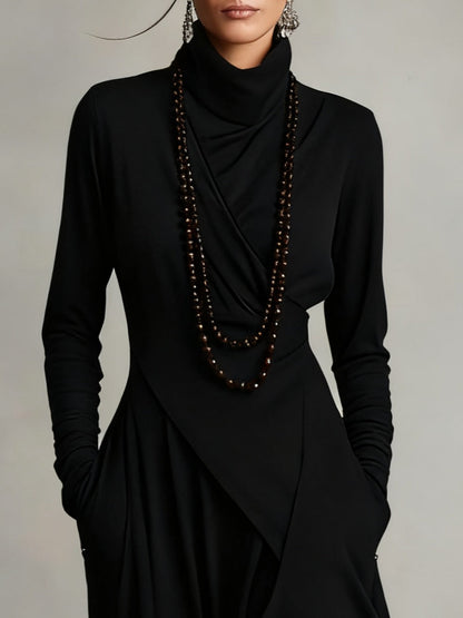 Arielle Vintage Asymmetrical Turtleneck Dress lifestyle 4