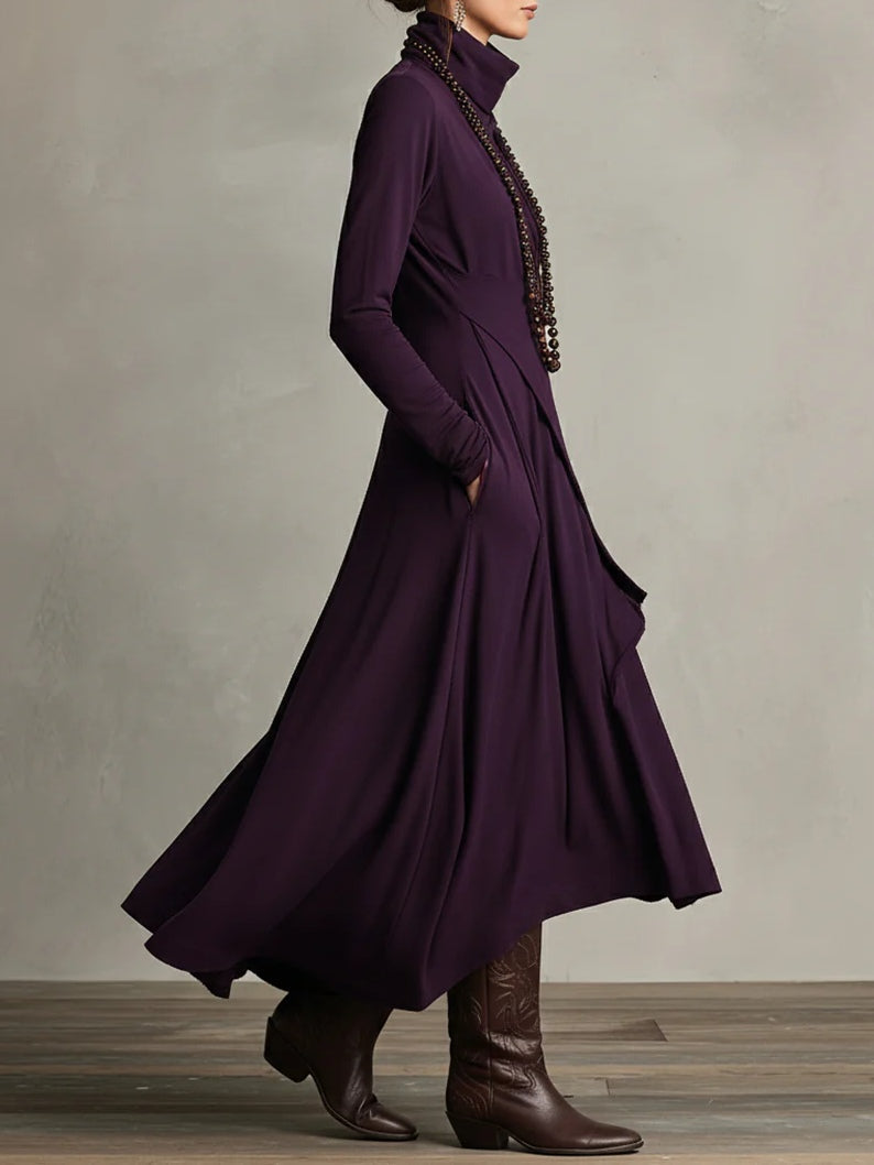 Arielle Vintage Asymmetrical Turtleneck Dress lifestyle