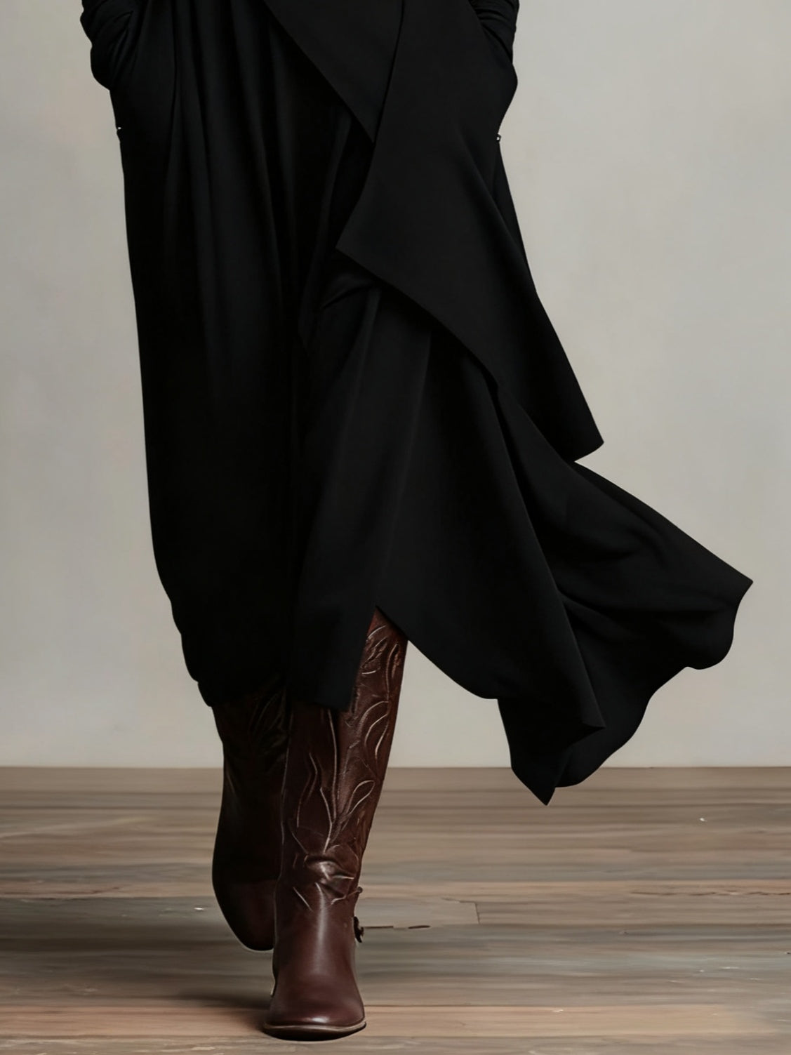 Arielle Vintage Asymmetrical Turtleneck Dress lifestyle 5
