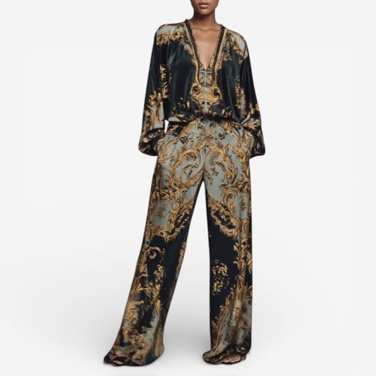 Maureen™ Elegant Printed Set | Ornate Fluid Co-Ord