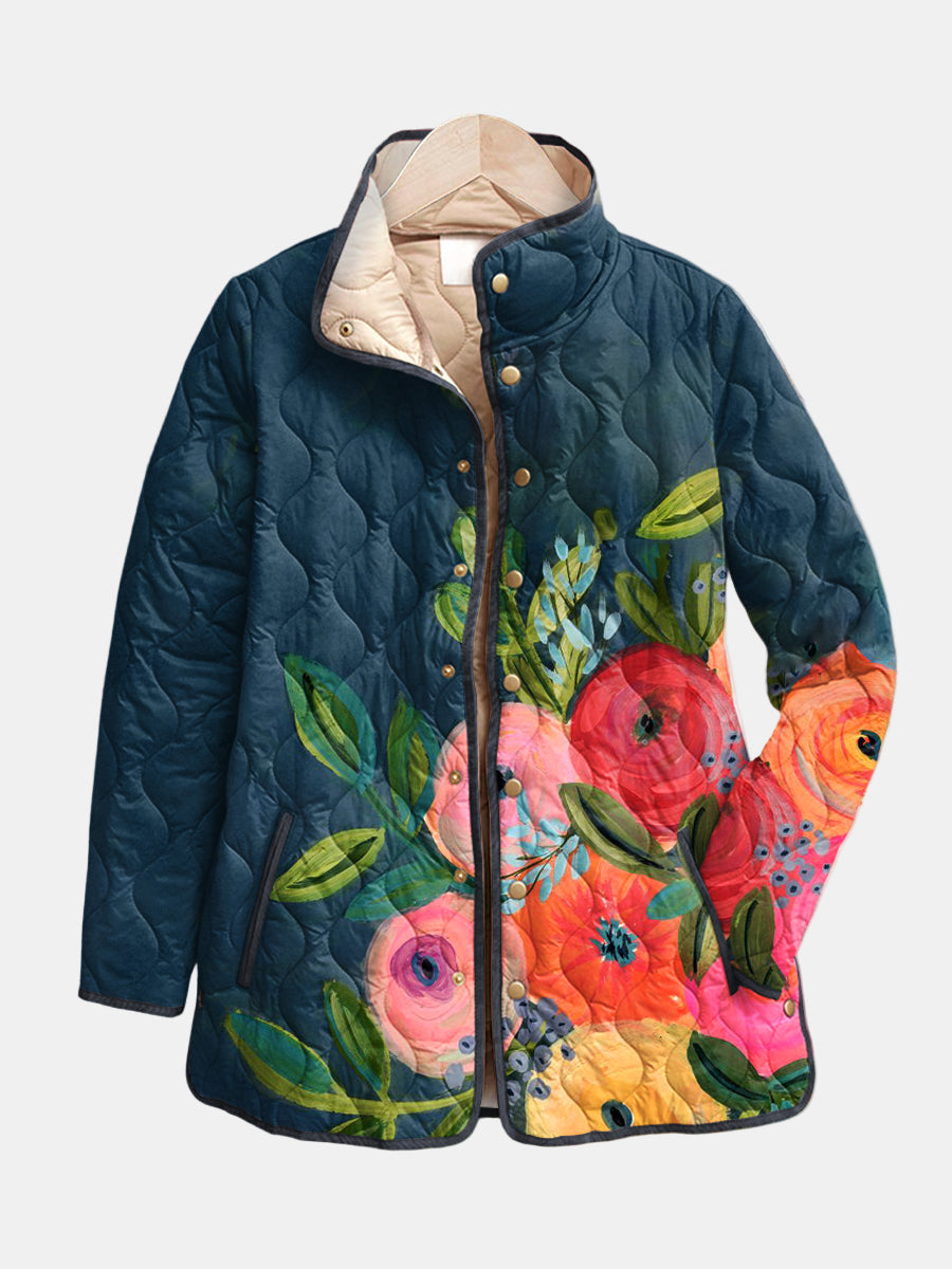 Amaya™ Vintage Floral Print Quilted Jacket