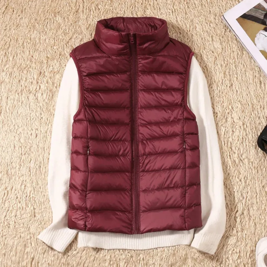 Josephe™ Quilted Lightweight Vest Burgundy