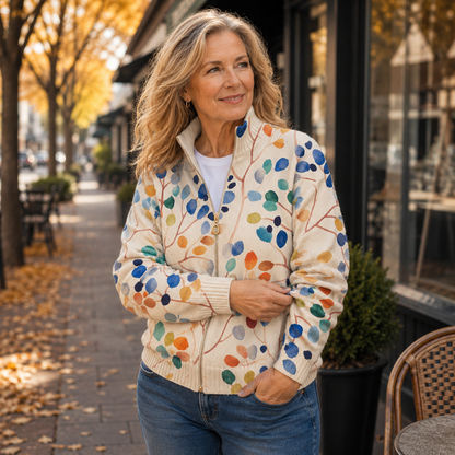 Imogene™ Botanical Leaf Print Zip Cardigan