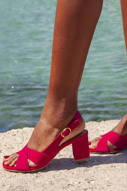 Céleste block heel sandals lifestyle