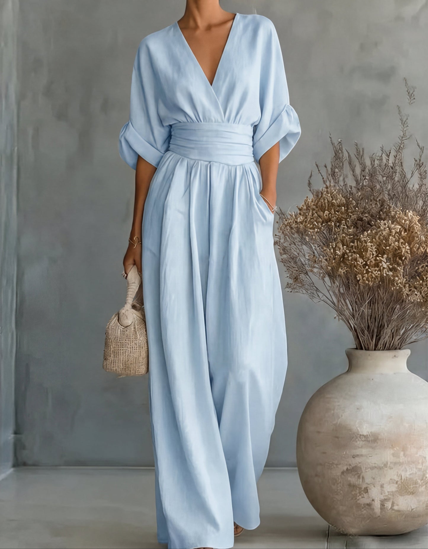 Elise™ Elegant Fluid Jumpsuit - Sky Blue