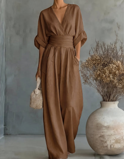 Elise™ Elegant Fluid Jumpsuit - Brown