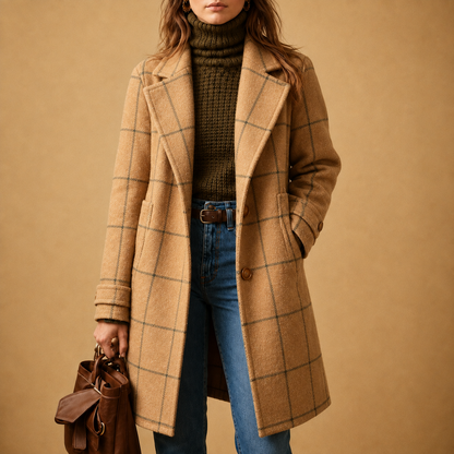 Cecily™ Classic Plaid Coat — Khaki