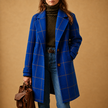 Cecily™ Classic Plaid Coat — Blue