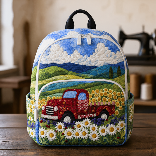 Red Vintage Quilted Backpack