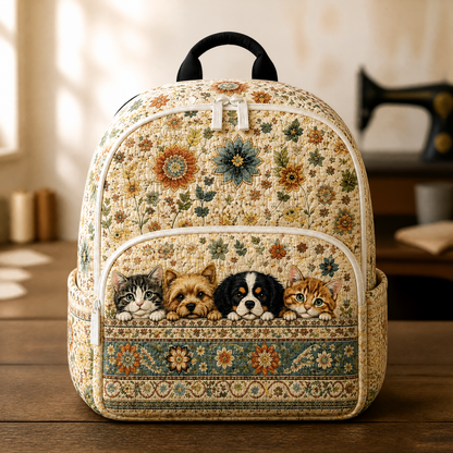 Floral Boho Quilted Backpack