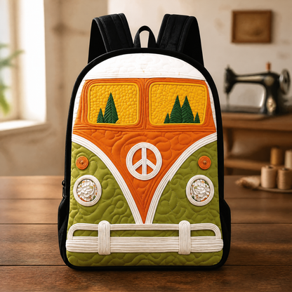 Hippie Peace Sign Quilted Backpack