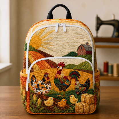 Country Chickens and Barn Quilted Backpack