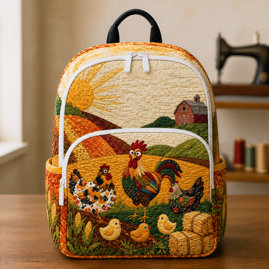 Country Chickens and Barn Quilted Backpack