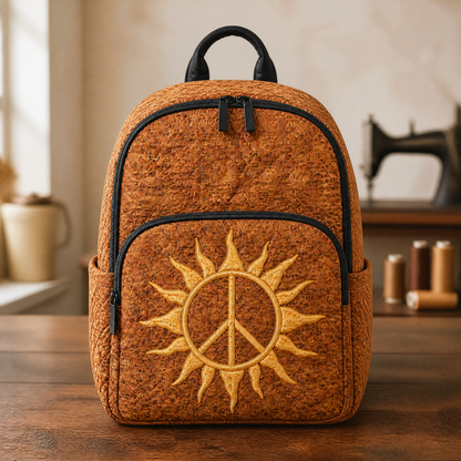 Sun and Peace Sign Quilted Backpack