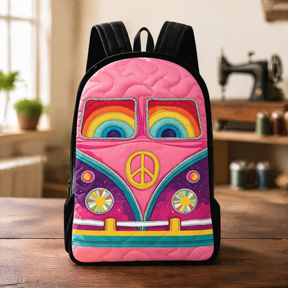 Hippie Quilted Backpack with Black Straps