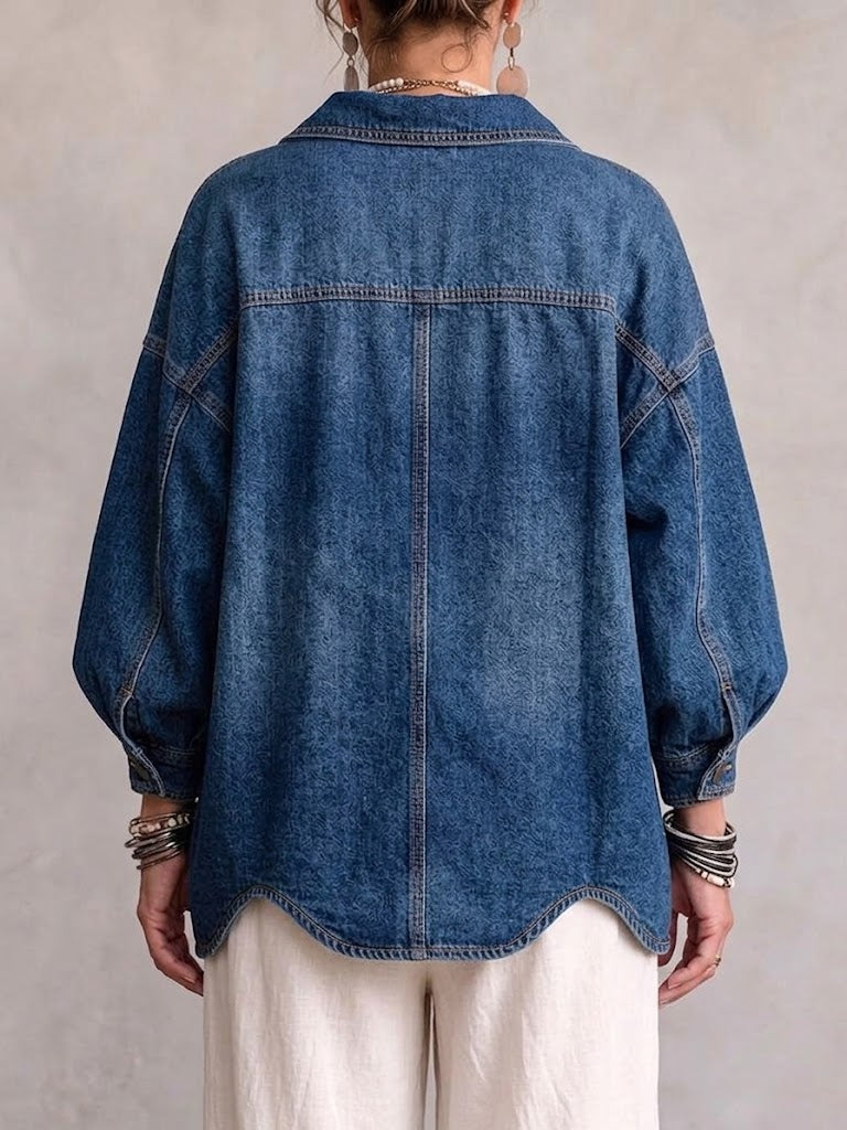 Josephine™ Vintage Gold Button Denim Cardigan