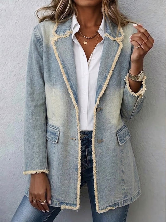 Dionne™ Vintage-Style Oversized Blazer with Raw Edges
