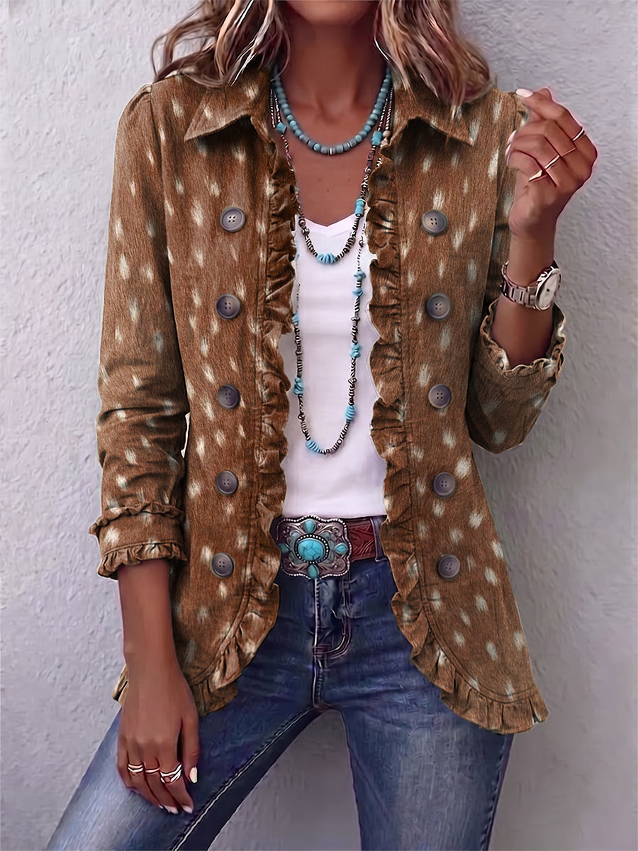 Nolinda™ Bohemian Animal-Print Ruffled Jacket